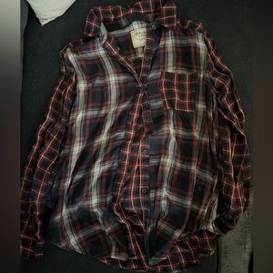 Long sleeve thin flannel blouse